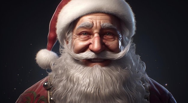 A digital painting of santa claus with a santa hat.