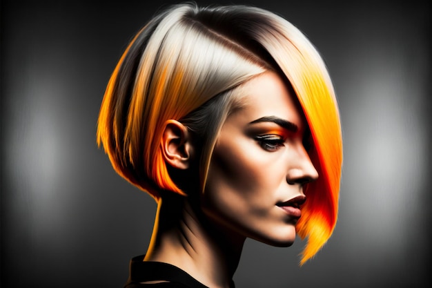 Digital painting short beautiful hair coloring woman people cosmetic makeup