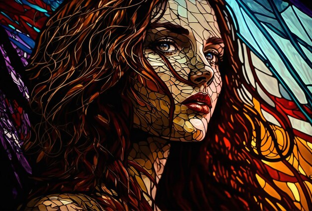 Digital painting of woman stained artwork illustrations clipart hand drawn artistic