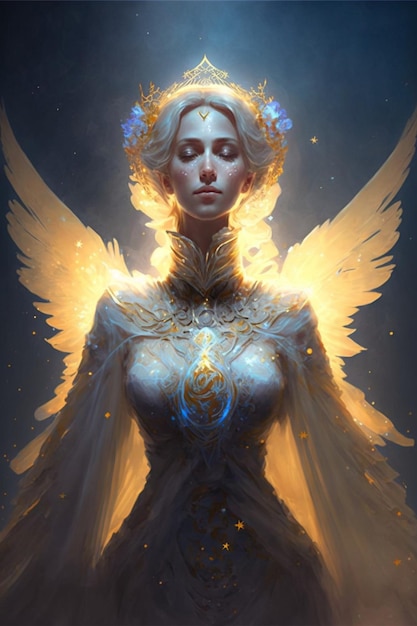 Digital painting of a woman with angel wings generative ai