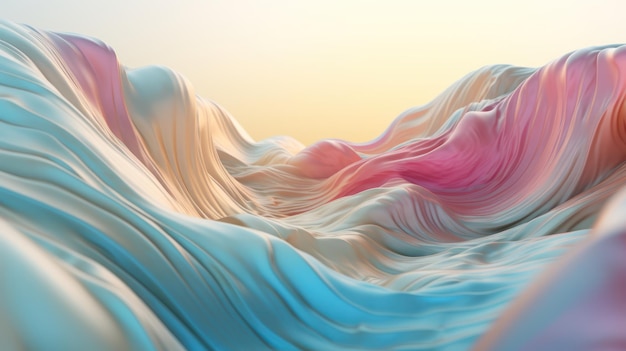 A digital painting of a woman with a pink and blue hair.