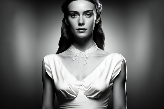 Digital painting woman with white dress people expressions