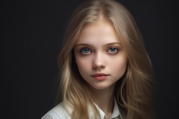 Digital painting young girl with blonde hair high quality people portraits