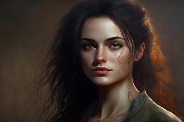 Digital painting of young woman creative digital illustration painting