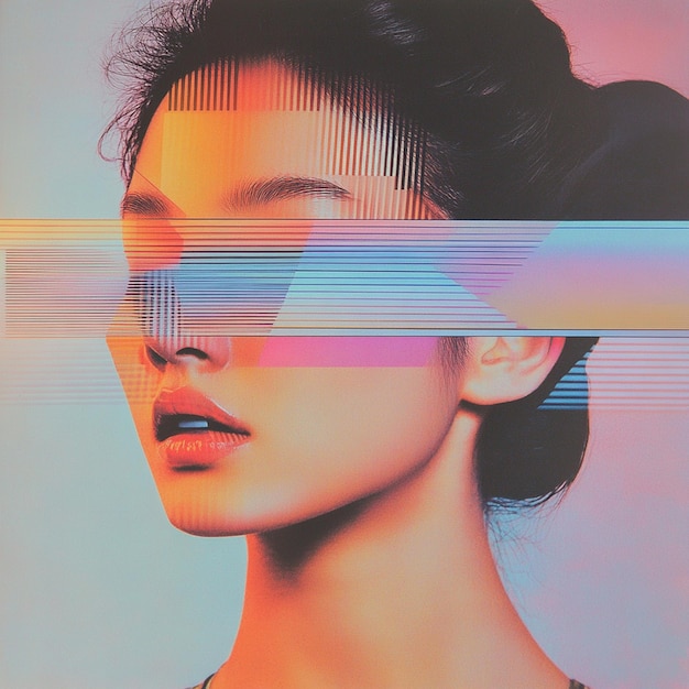 Photo digital pastels a modern collage inspired by sophie delaporte and glitch art