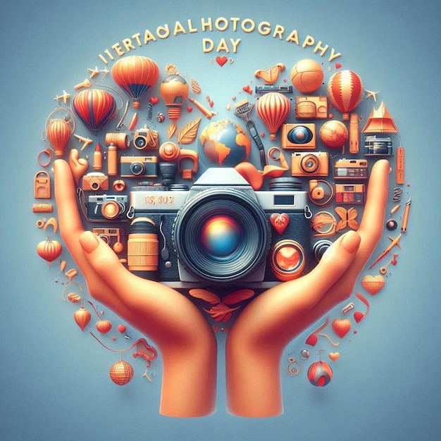 Photo a digital photo of a hand holding a camera with the words instant photography on it