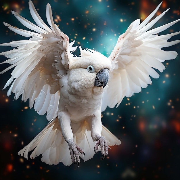 Digital photo manipulation of a white parrot