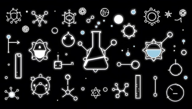 Photo digital png illustration of science and chemistry symbols on transparent background isolated with