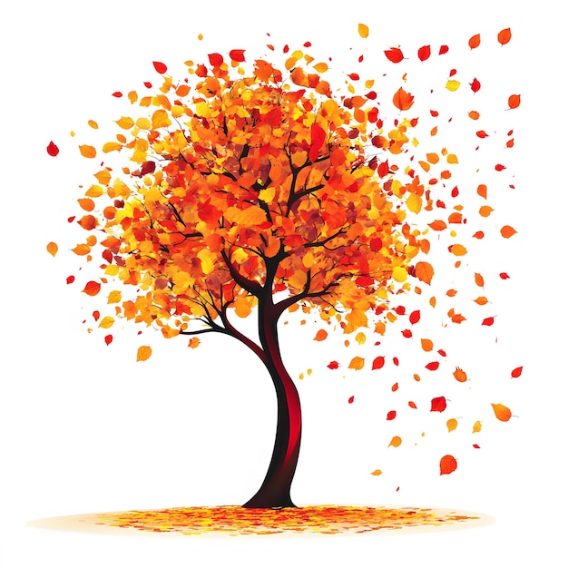 Photo digital png illustration of tree with autumn leaves on isolated on white background space for