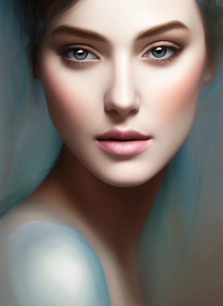 Digital portrait of a beautiful face. Abstract Illustration of a beautiful girl.