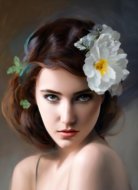 Digital portrait of a beautiful face. Abstract Illustration of a beautiful girl.