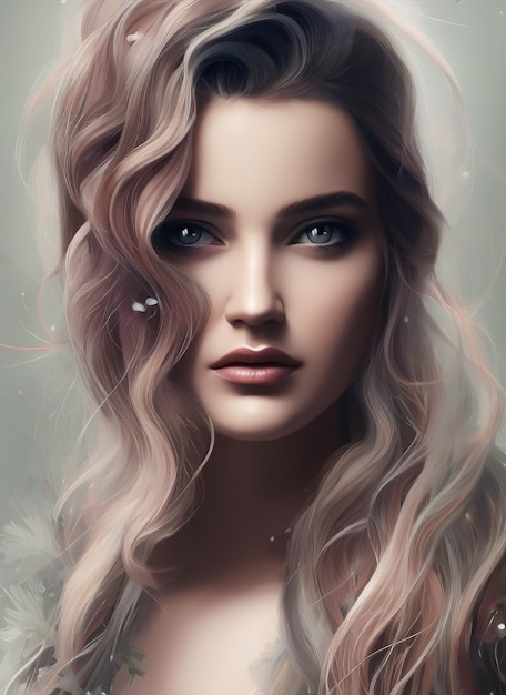 Digital portrait of a beautiful face. Illustration of a beautiful girl.