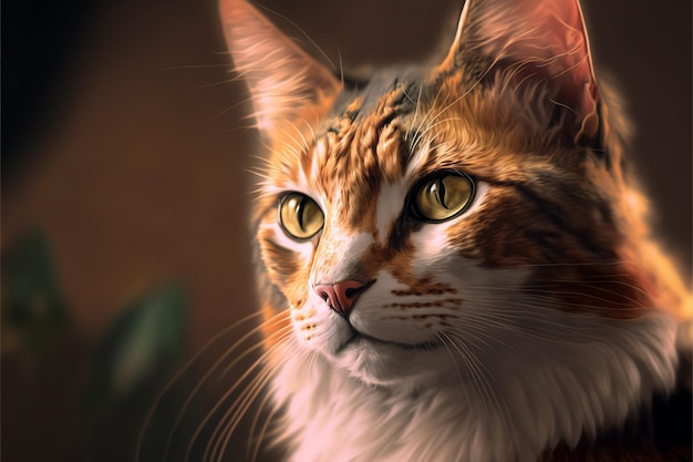 Digital portrait of a cat digital painting artwork