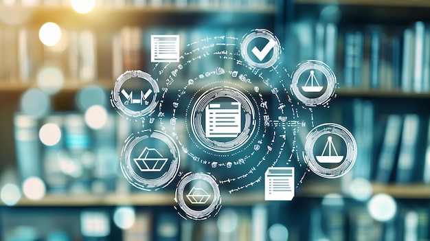 Photo digital quality control checklist with regulatory icons and ticked points in the backgroun