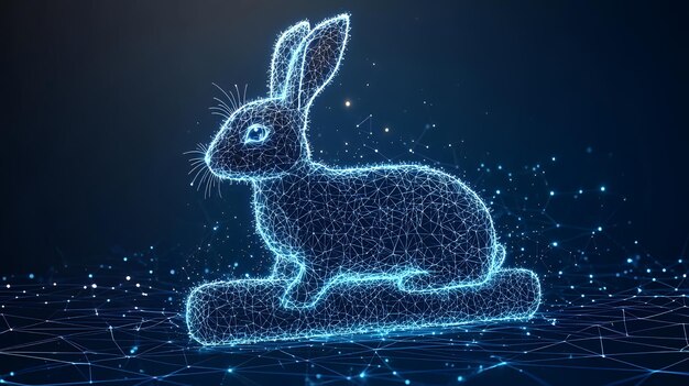 Photo digital rabbit illustration with abstract background