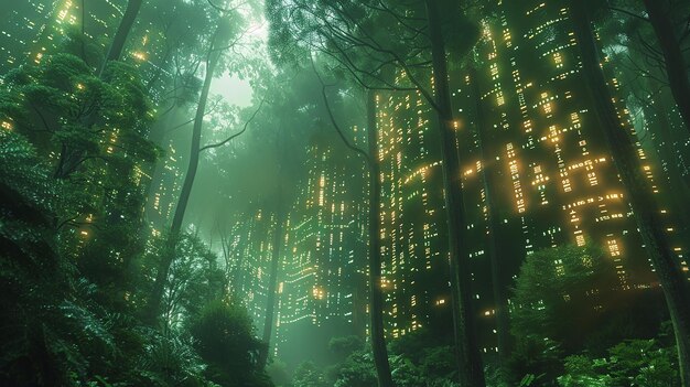 Digital Rainforest Simulation Lush Vegetation