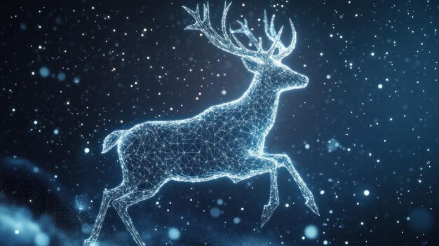 Digital Reindeer in the Snowy Night