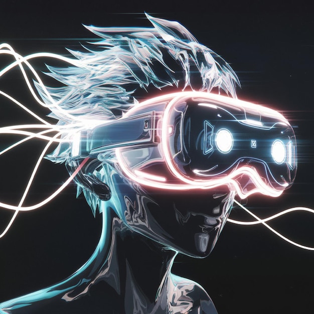 A digital rendering of a fantastical bioluminescent VR headset