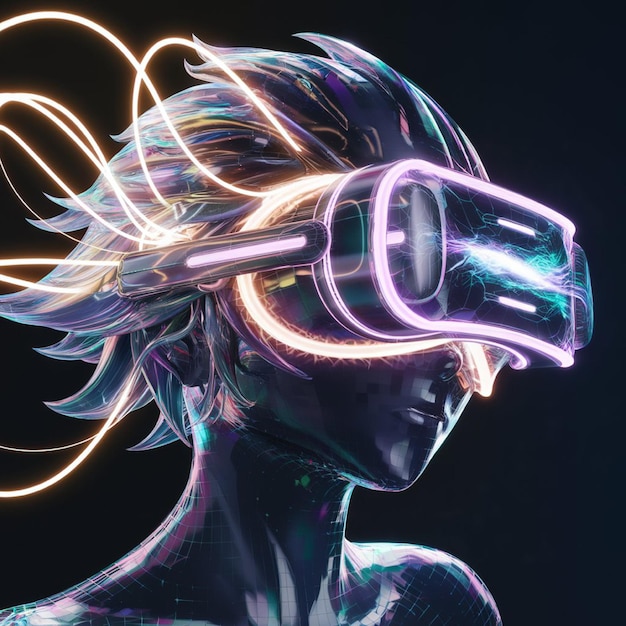 A digital rendering of a fantastical bioluminescent VR headset