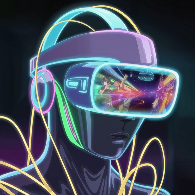 A digital rendering of a fantastical bioluminescent VR headset