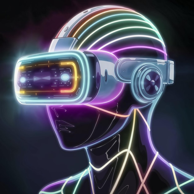 Photo a digital rendering of a fantastical bioluminescent vr headset