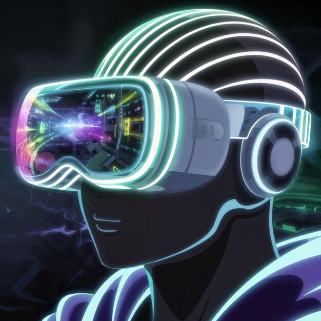 A digital rendering of a fantastical bioluminescent VR headset