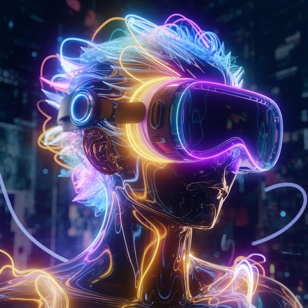 A digital rendering of a fantastical bioluminescent VR headset