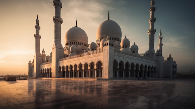 A digital rendering of a mosque in abu dhabi.