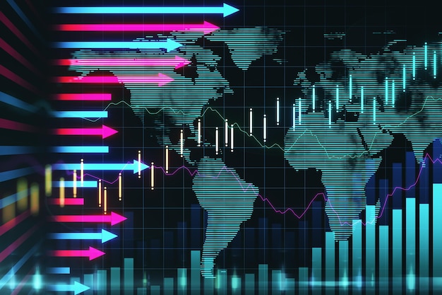 Digital screen with candlestick chart