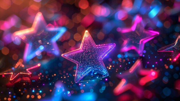 Digital Stars Stars with digital and neon patterns