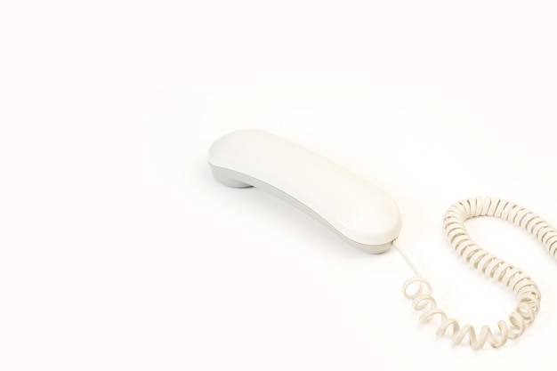 A digital telephone receiver on a white background with copy space