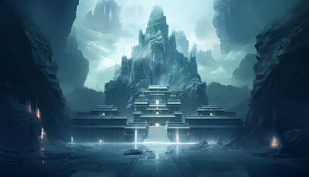 digital temple which is not exist Futuristic temple for new religions