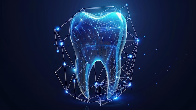 Digital Tooth Illustration in Blue and White