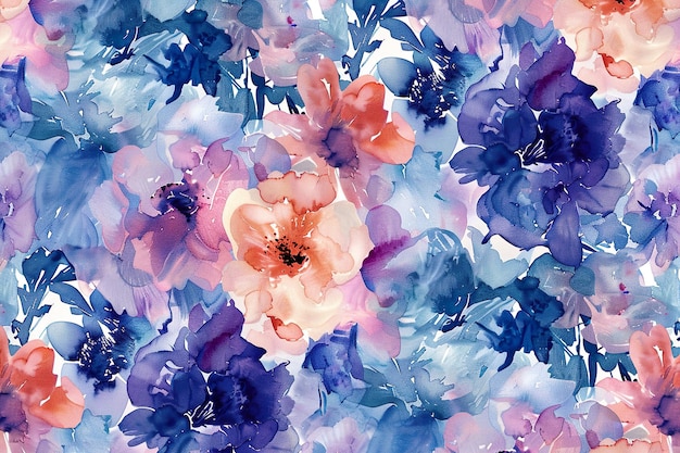 Digital watercolor blended floral