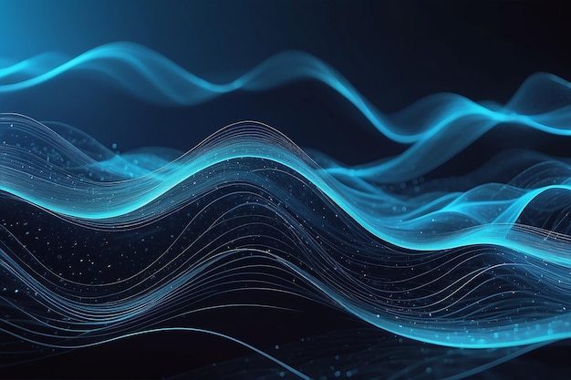 Digital waves on an abstract blue tech background with a dynamic network system Generative Ai