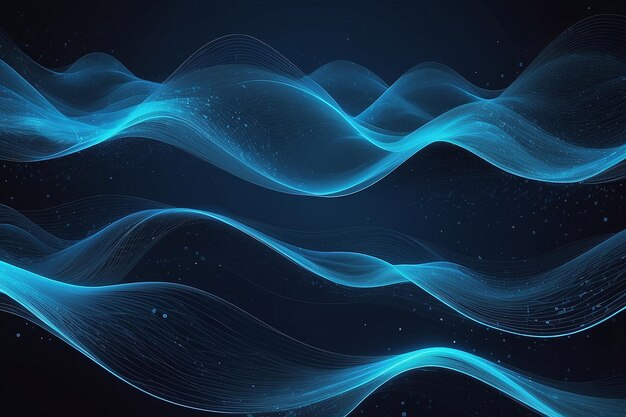 Digital waves on an abstract blue tech background with a dynamic network system Generative Ai