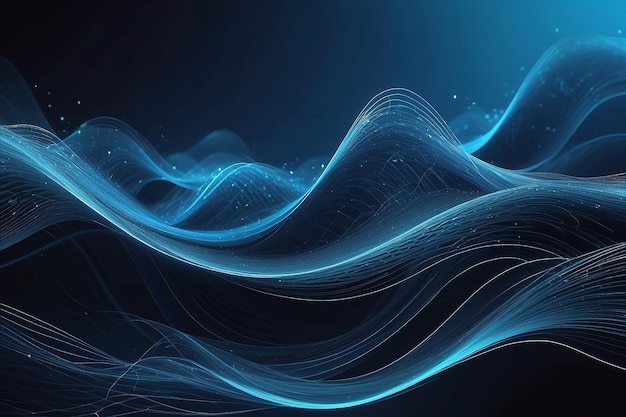 Digital waves on an abstract blue tech background with a dynamic network system Generative Ai