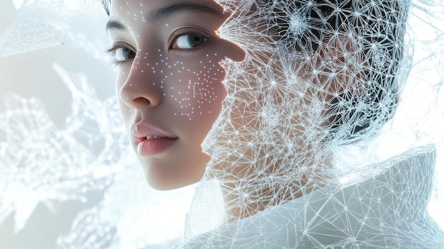 Digital Woman Futuristic Fashion Networked Face