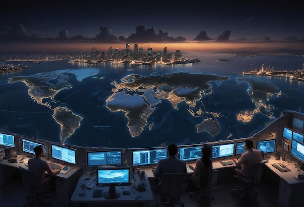 Digital World Map Visualizing the Complex Global Trade Network and Interconnected Economies