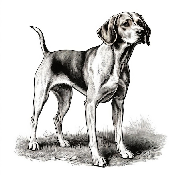 Digitally Enhanced Black And White Dog Drawing Hyperrealistic Animal Illustrations