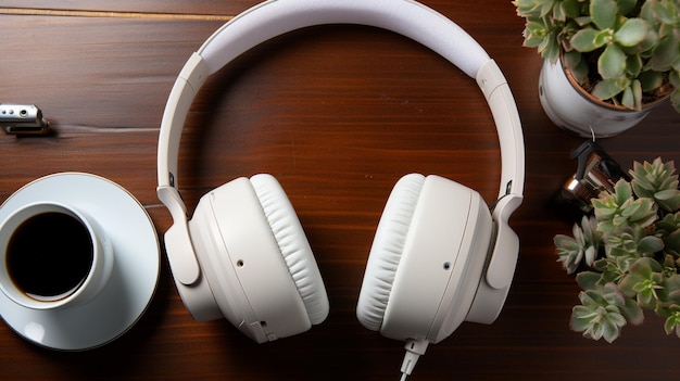 digitally enhanced headphones HD 8K wallpaper Stock Photographic Image