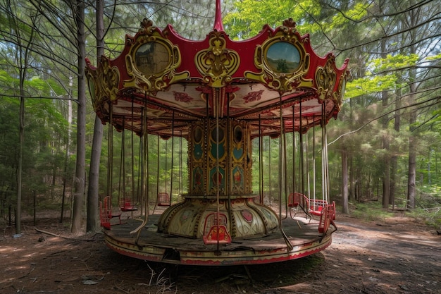 Dilapidated Abandoned carousel Generate Ai