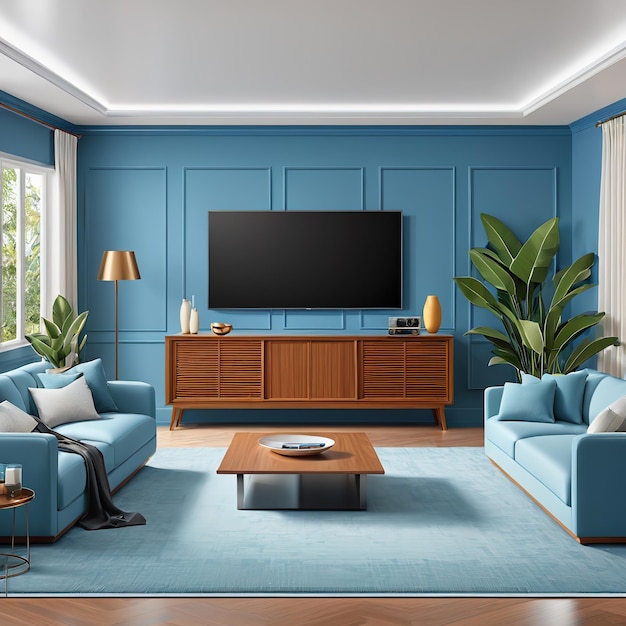 dim blue interior design