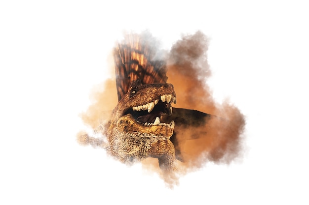 Dimetrodon  Dinosaur on smoke background