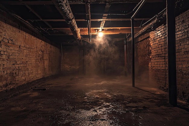 A dimly lit basement with cobwebs dust and sense of mystery