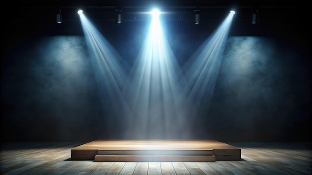 Dimly lit stage background with a bright spotlight shining from a high angle darkspotlight