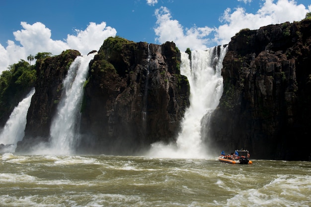 Dinghy under the  the Iguazu Falls