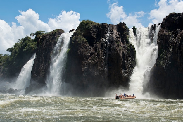 Dinghy under the  the Iguazu Falls