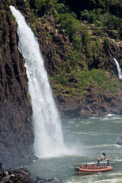 Dinghy under the iguazu waterfalls