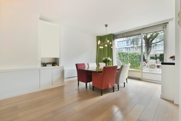 Dining area in bright colors